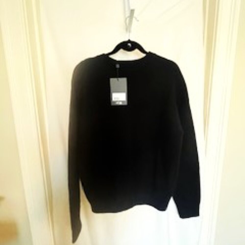 The Kooples Men’s"/Unisex Black Wool Knit Sweater Small Designer Logo Pullover
